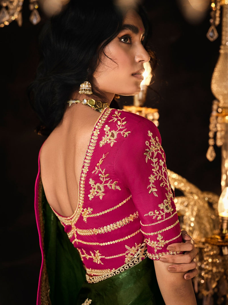 Army Green Premium Fancy Designer Wedding Saree