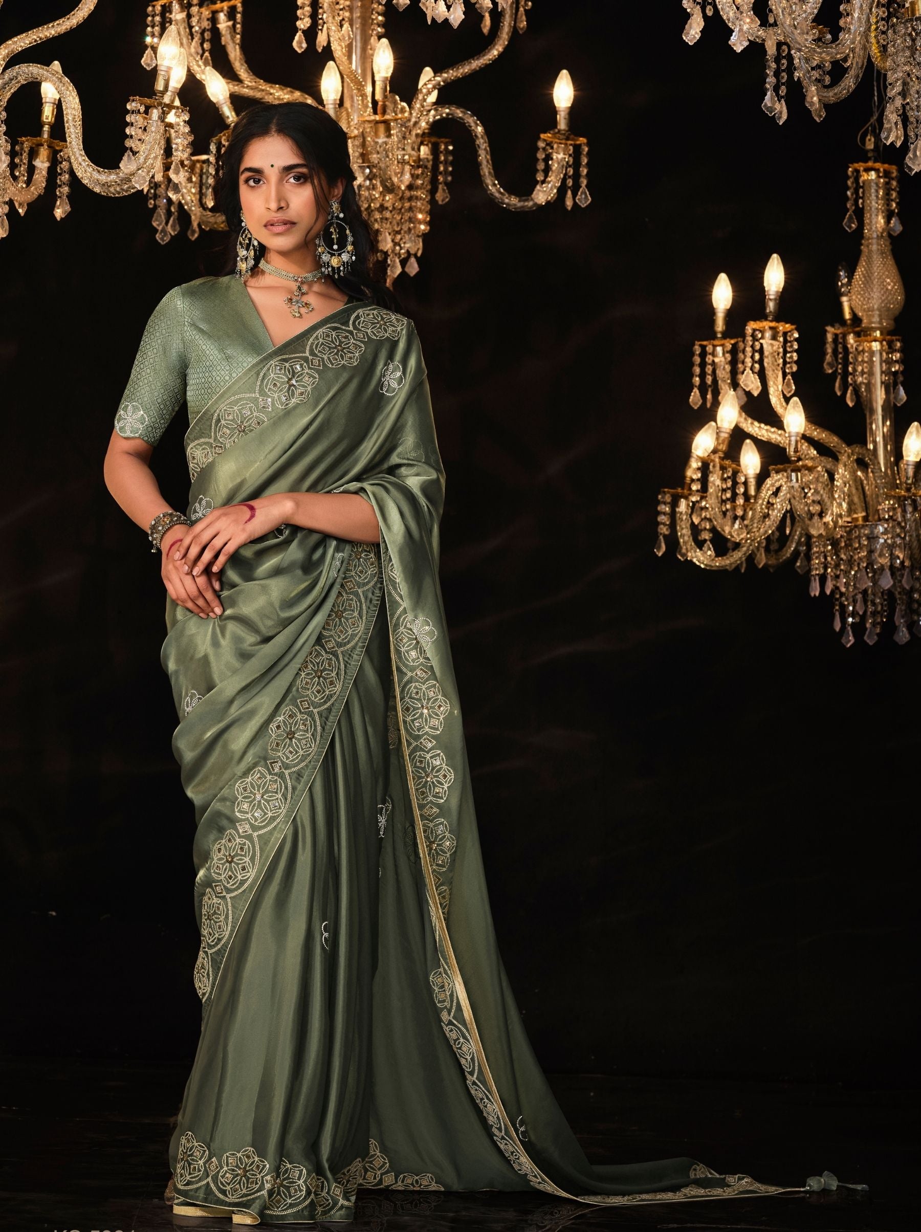 Atrichoke Green Premium Fancy Designer Wedding Saree - TrendOye