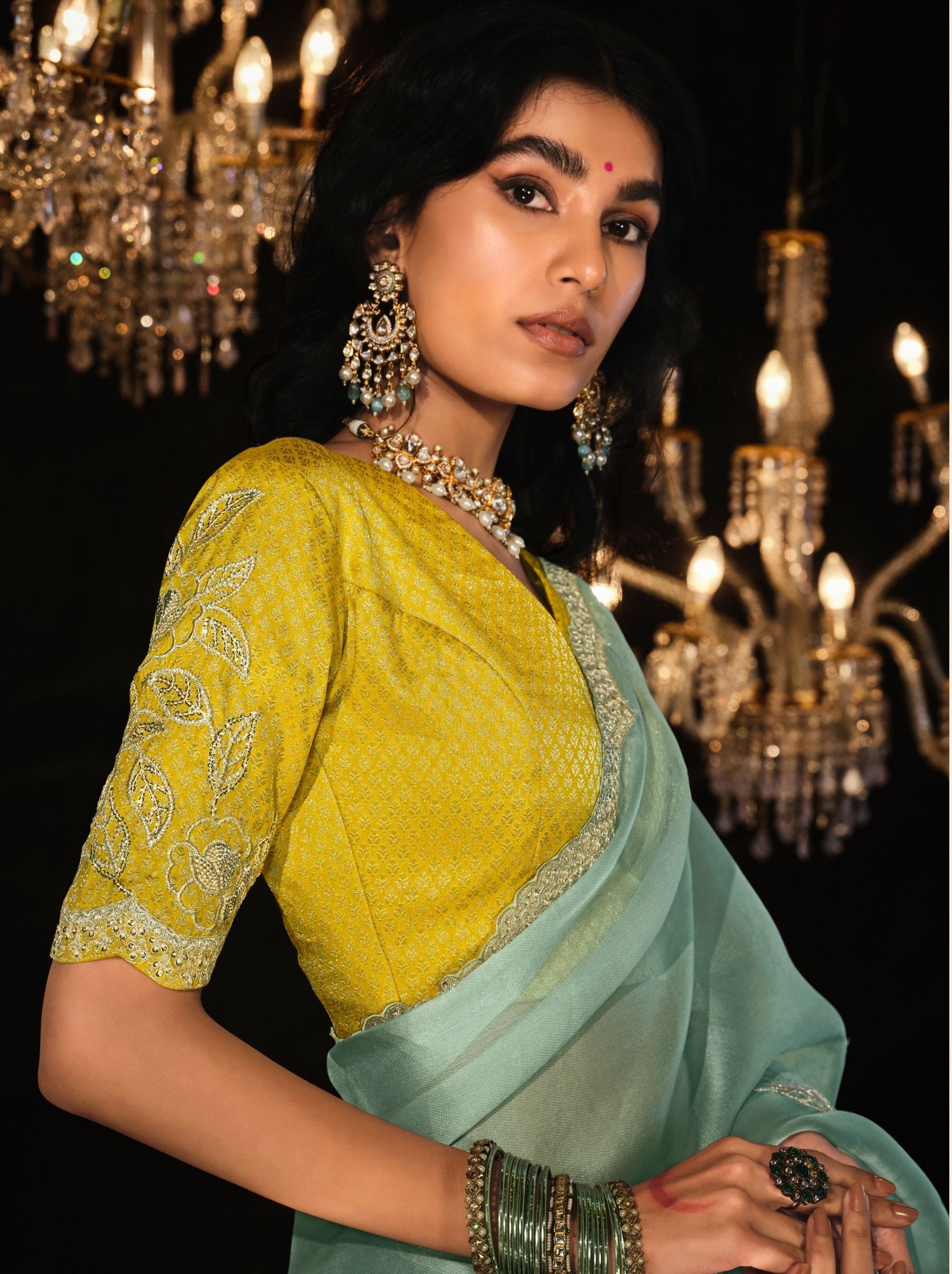 Teal Green Premium Fancy Designer Wedding Saree - TrendOye