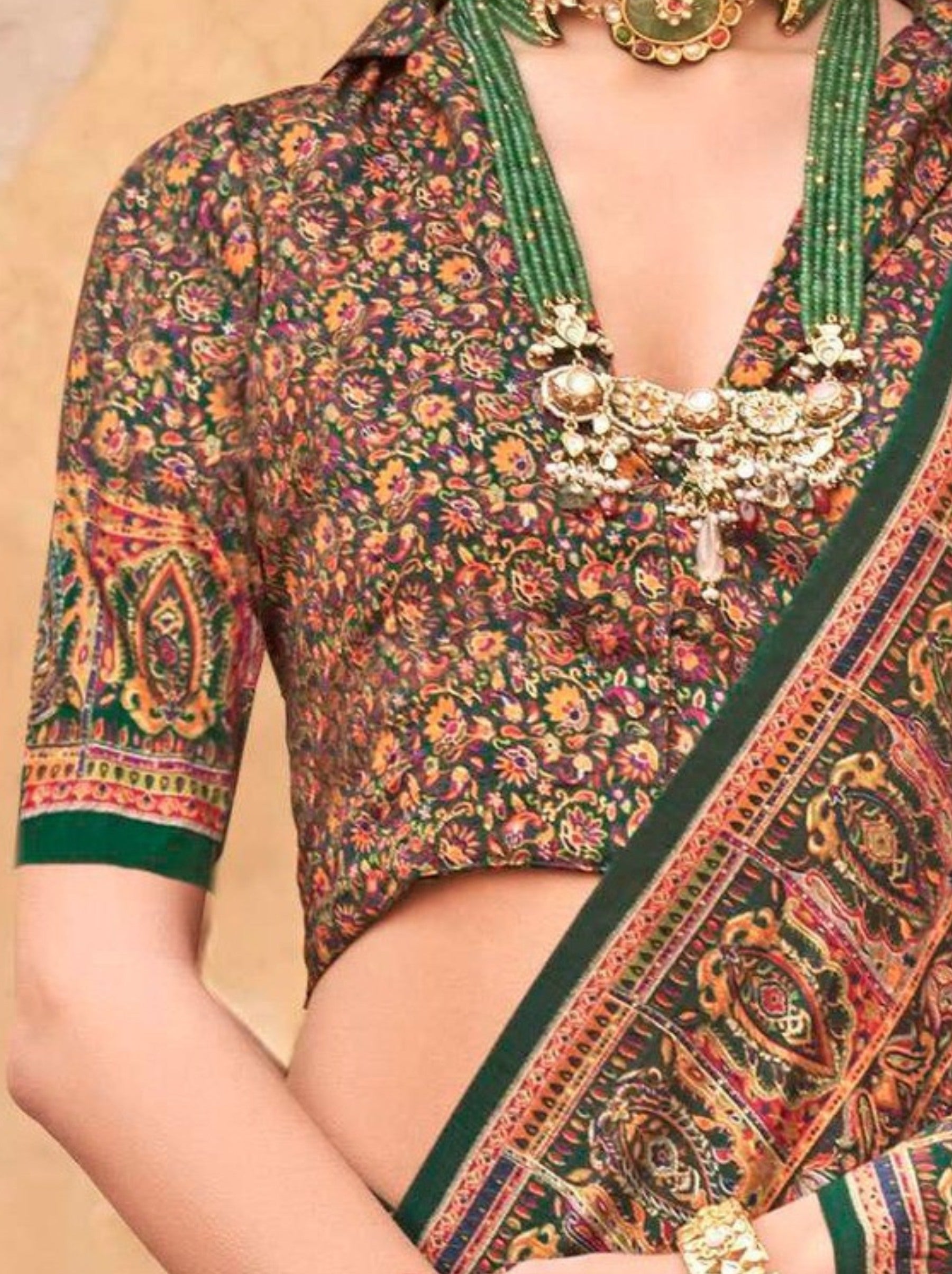Sacramento Green Silk Celebration Saree - TrendOye