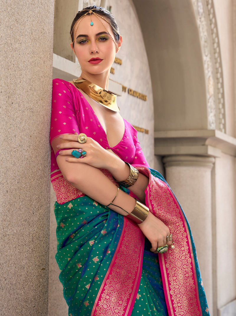 Pine Green Festive Saree