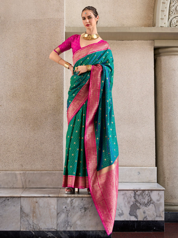 Pine Green Festive Saree