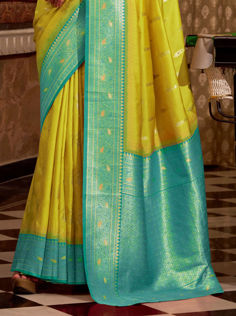 Pear Green Premium Festive Silk Saree With Unstitched Blouse