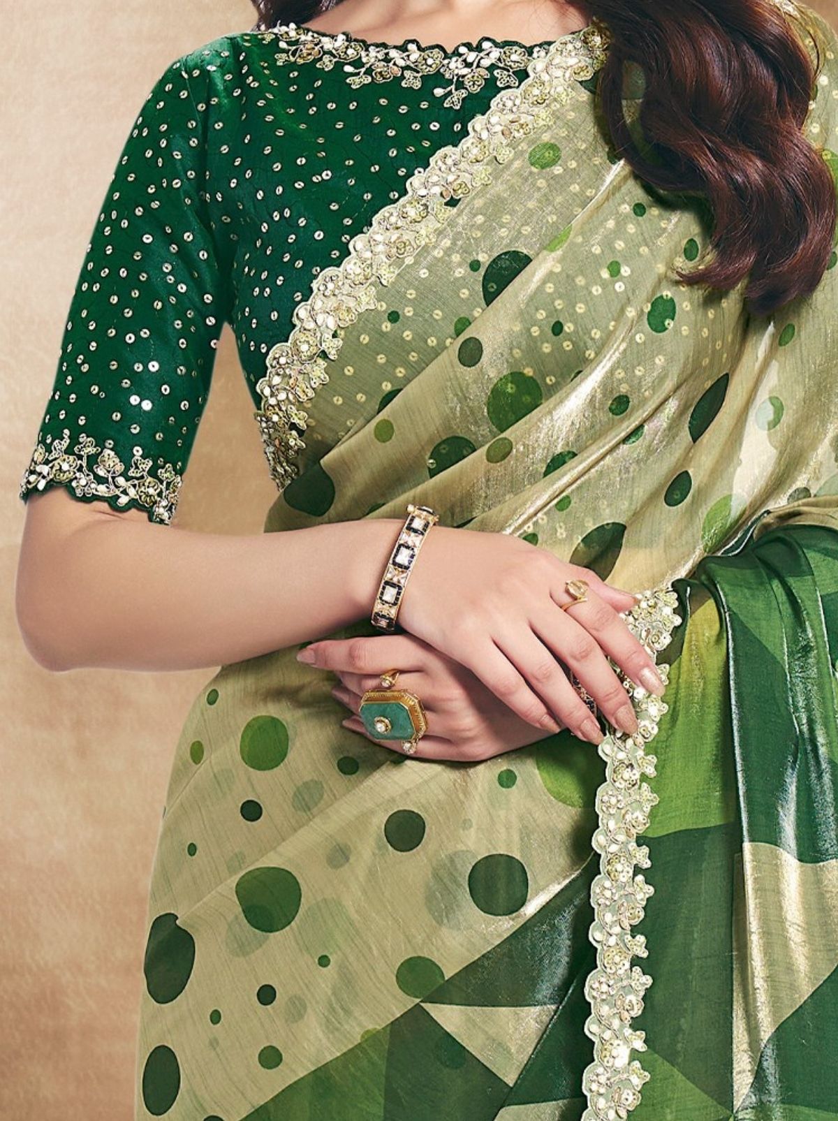 Tea Green Premium Two Tone Satin Silk Saree WIth Blouse Piece - TrendOye