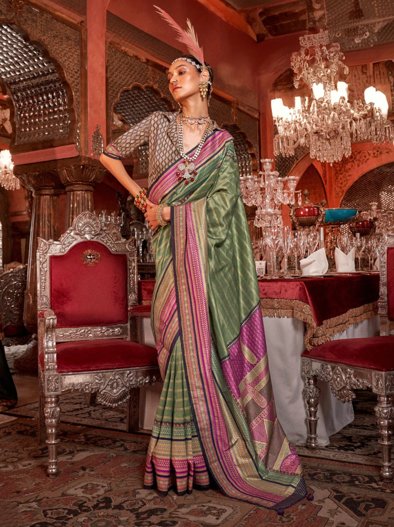 Fern Green Wedding Party Designer Saree