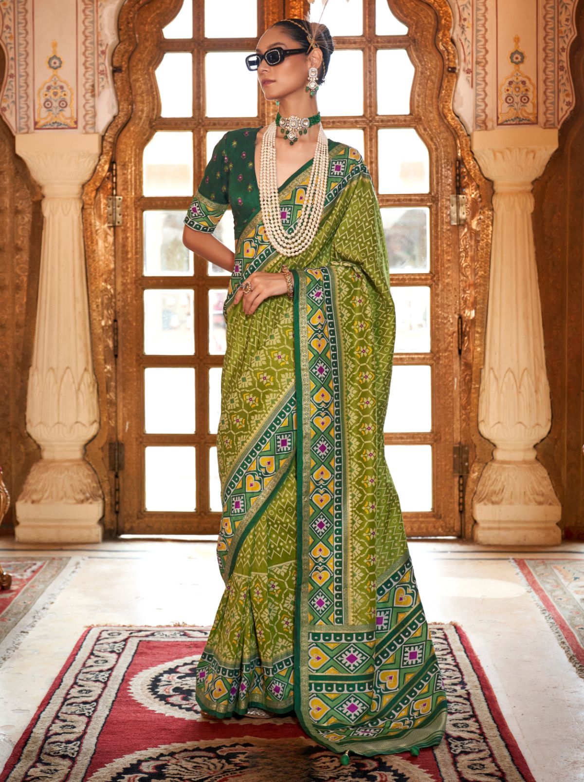Toad Green Wedding Party Designer Saree - TrendOye