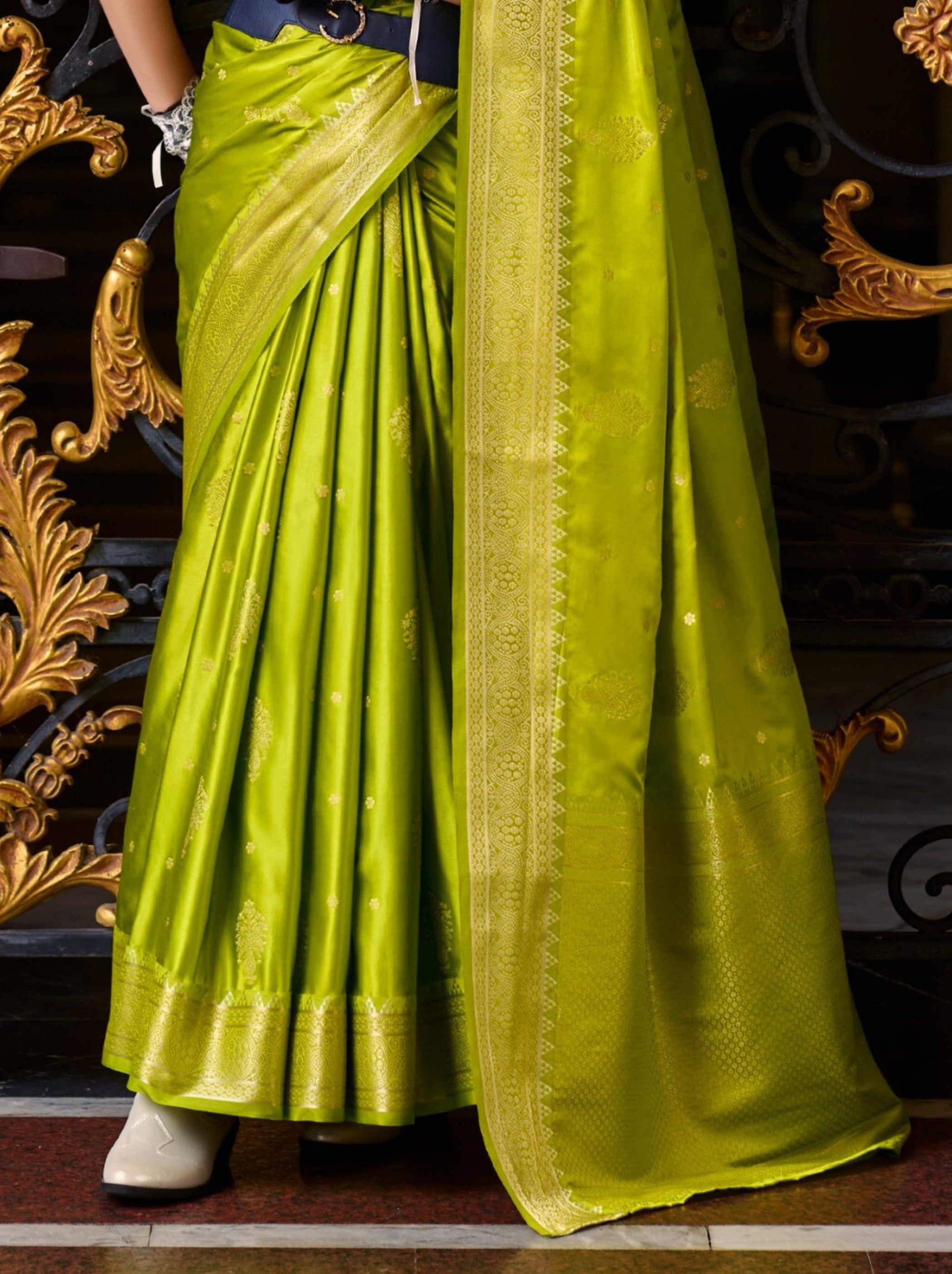 Pistachio Green Designer Wedding Saree - TrendOye