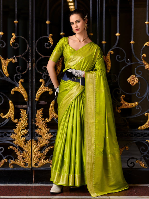 Pistachio Green Designer Wedding Saree