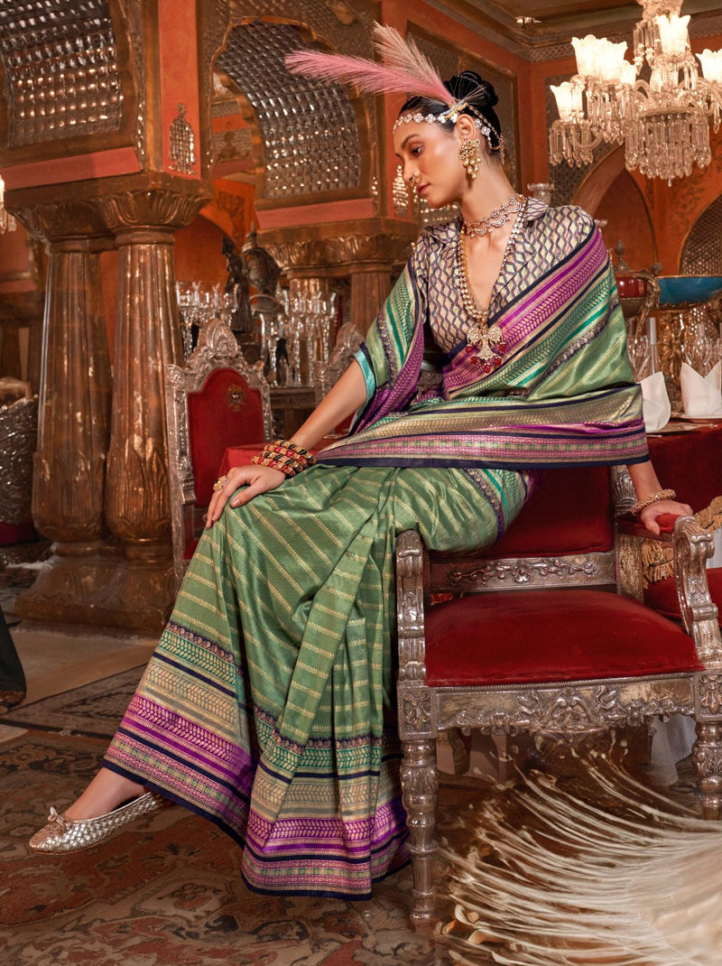 Fern Green Wedding Party Designer Saree