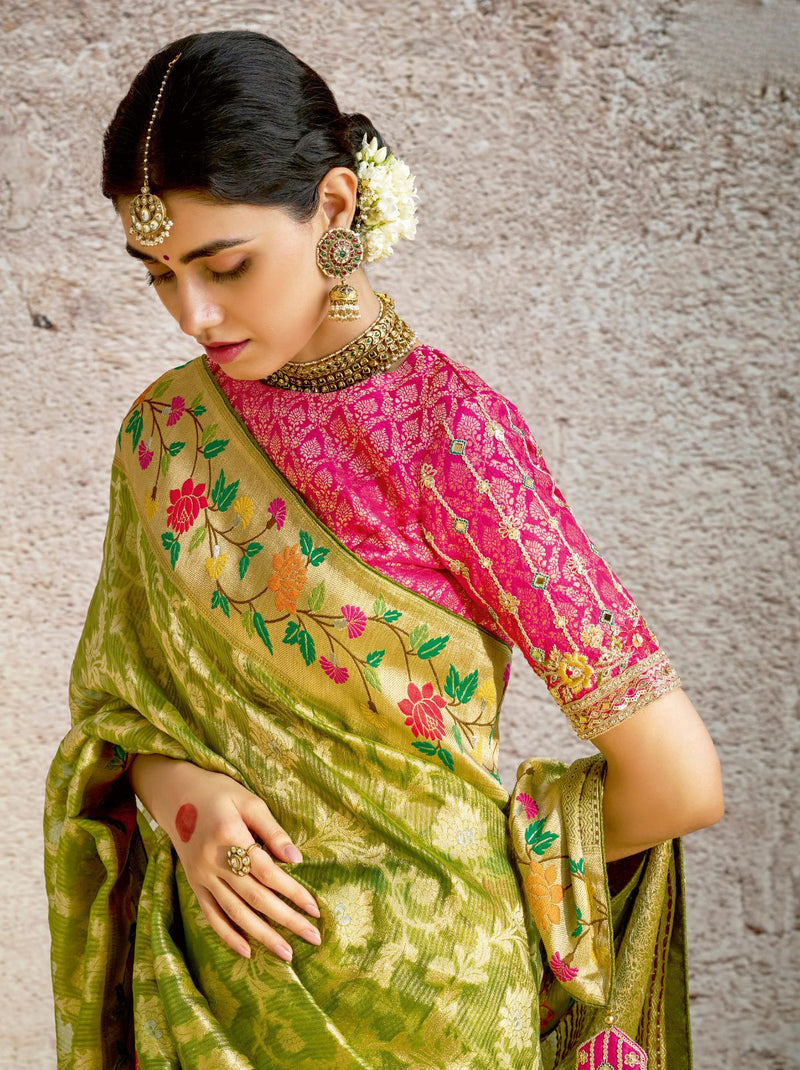 Pistachio Green Wedding Designer Saree