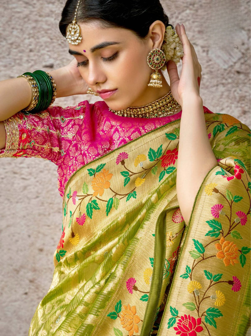 Pistachio Green Wedding Designer Saree