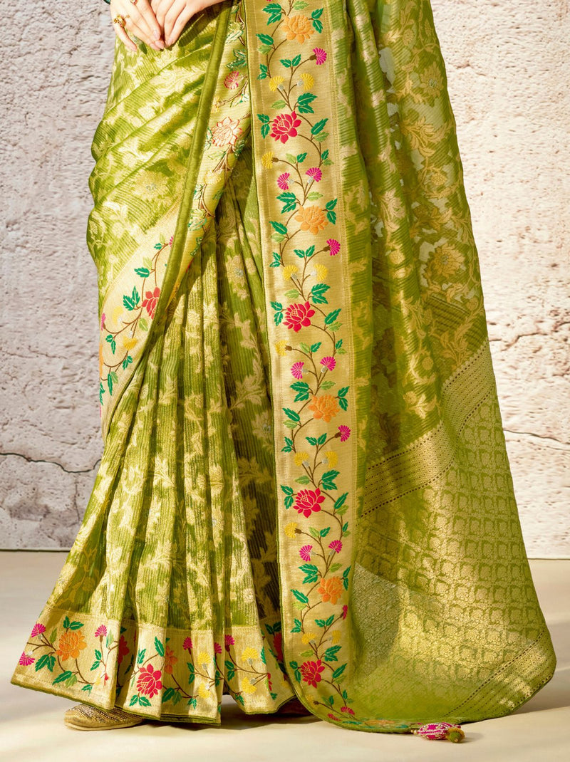 Pistachio Green Wedding Designer Saree