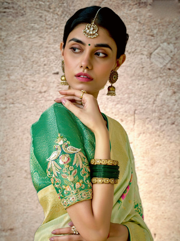 Mint Green Wedding Designer Saree