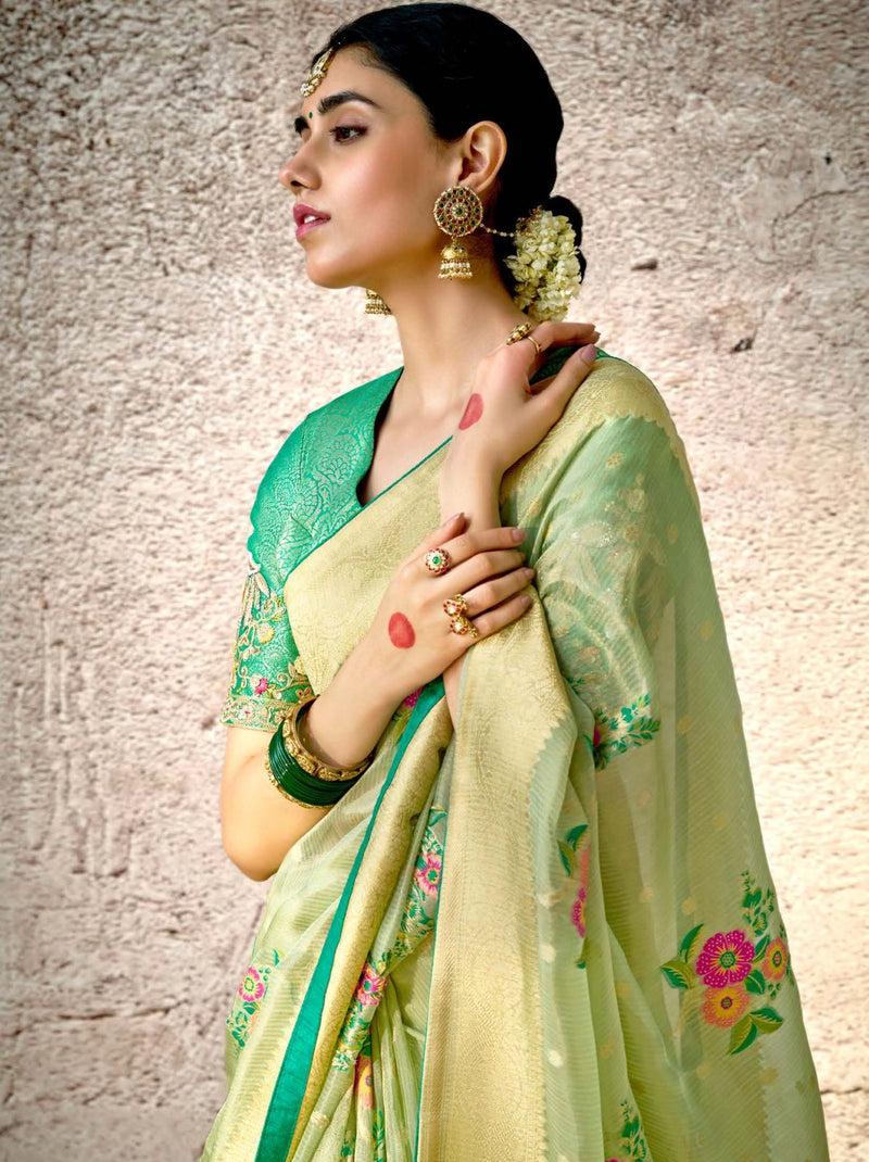 Mint Green Wedding Designer Saree