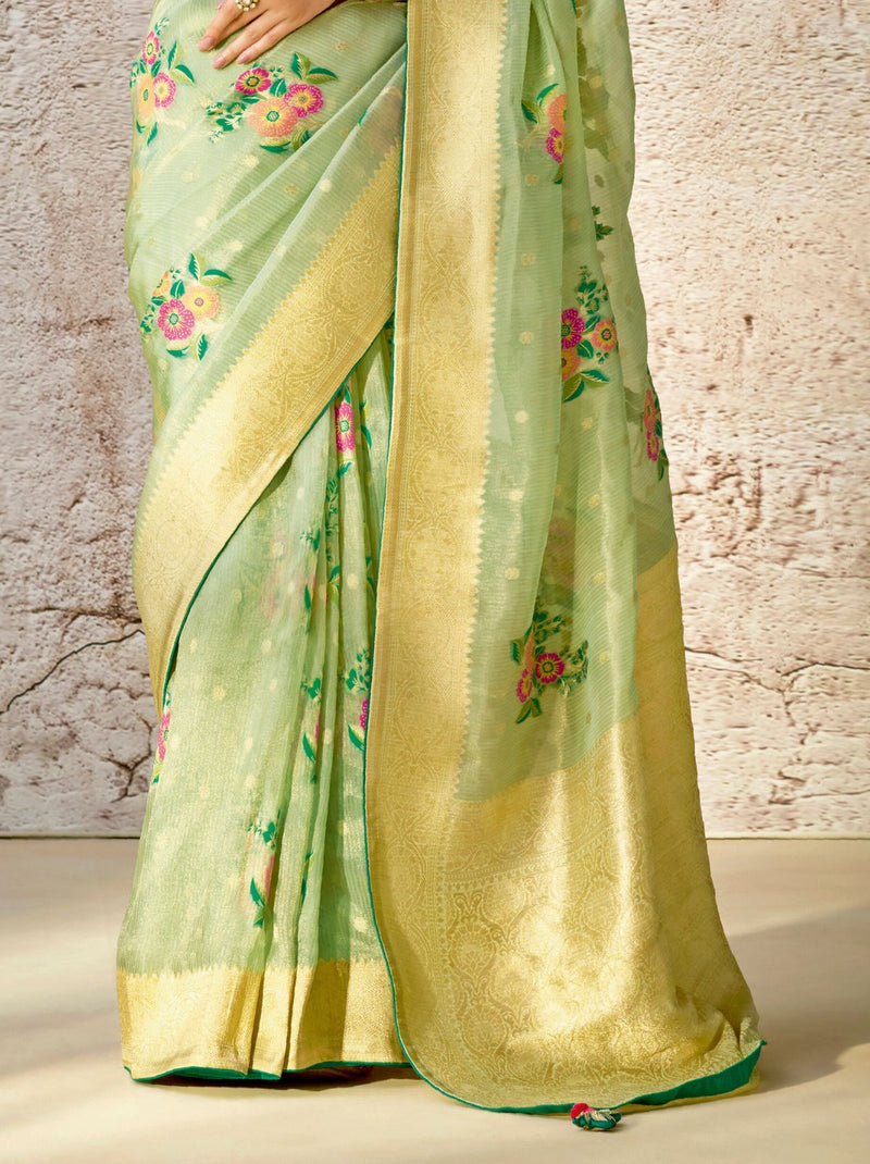 Mint Green Wedding Designer Saree