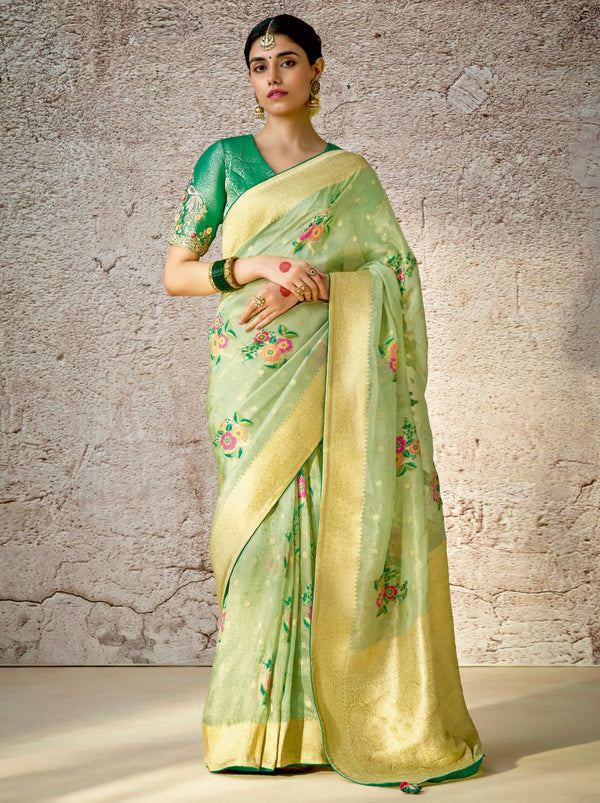 Mint Green Wedding Designer Saree