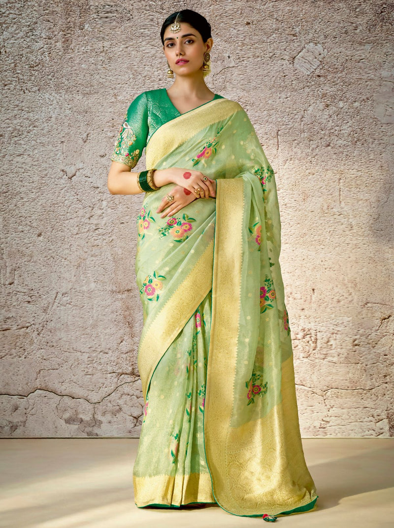 Mint Green Wedding Designer Saree