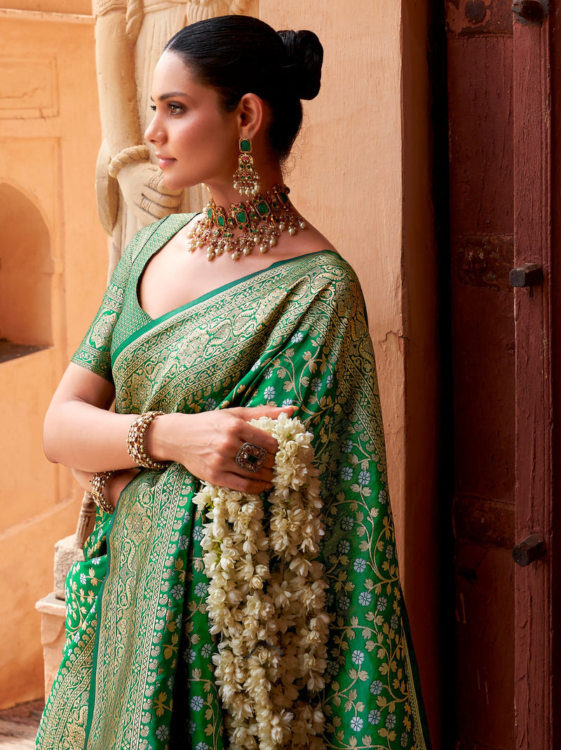 Forest Green Party Wedding Saree