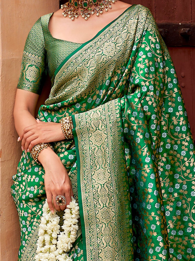 Forest Green Party Wedding Saree