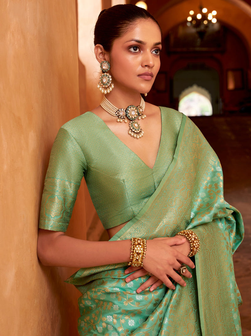 Mint Green Party Wedding Saree