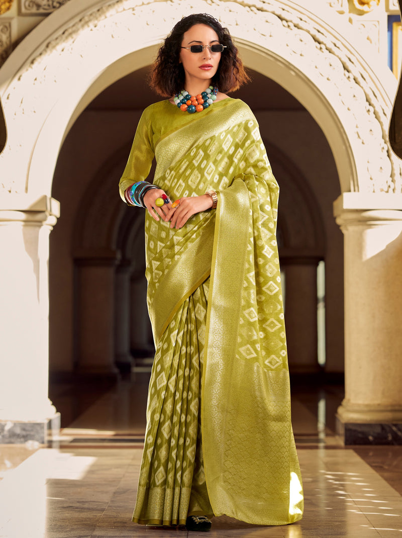 Apple Green Premium Tissue Silk Festive Saree