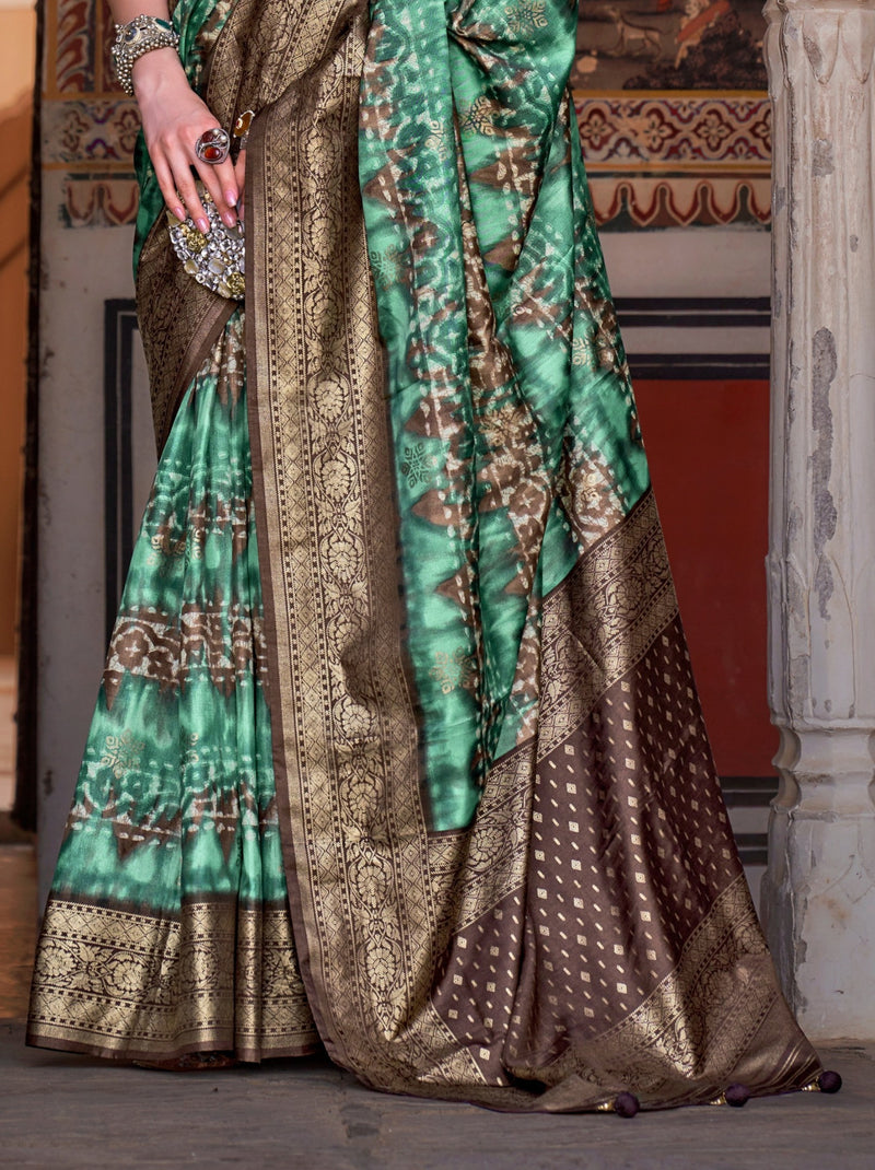 Persian Green Premium Patola Celebration Saree