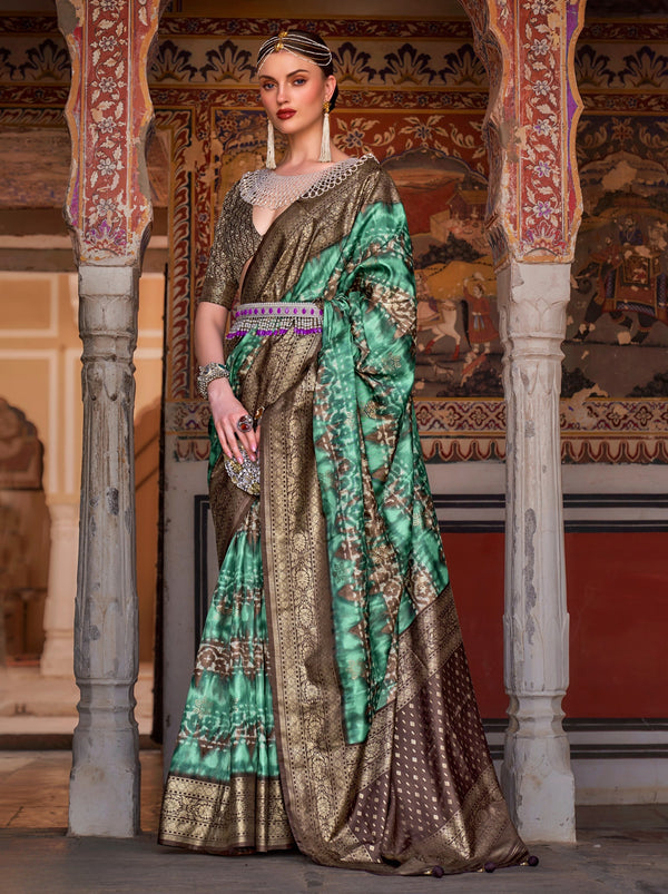 Persian Green Premium Patola Celebration Saree