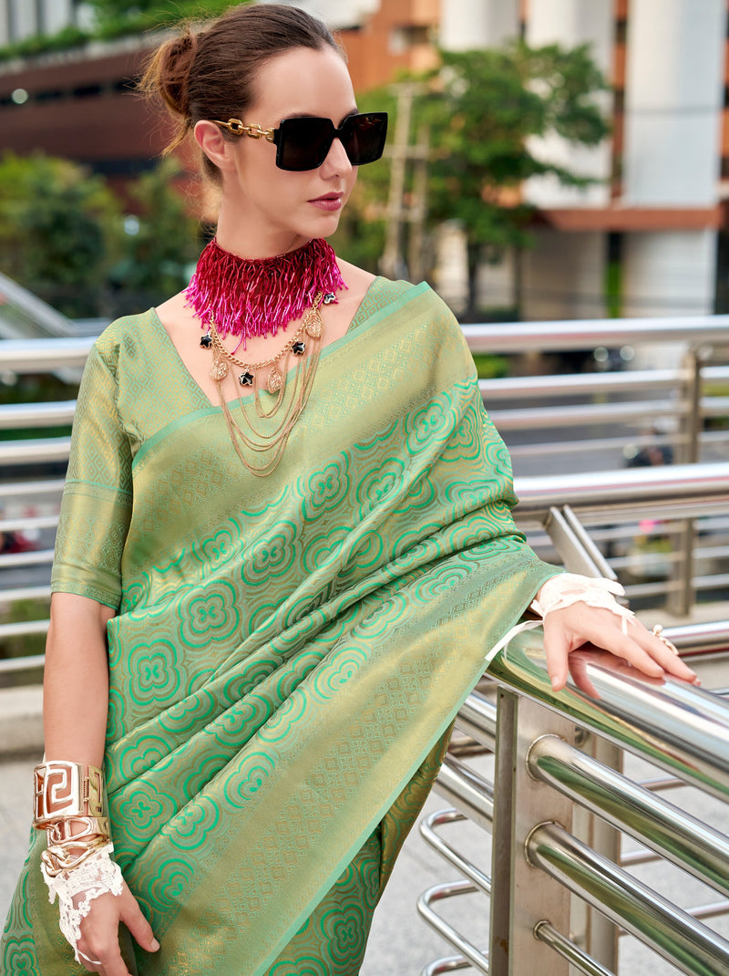 Emerald Green Kanjivaram Festive Saree