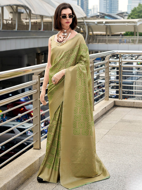 Moss Green Kanjivaram Festive Saree