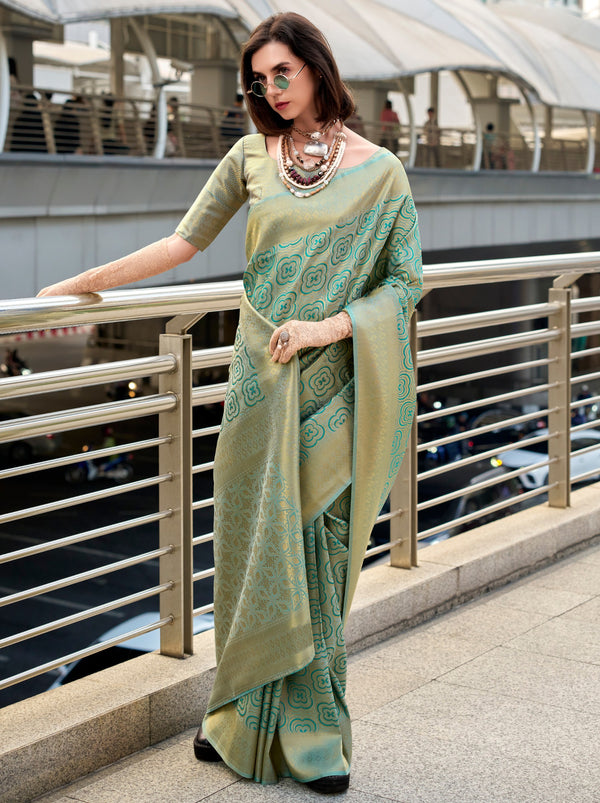 Persian Green Kanjivaram Festive Saree