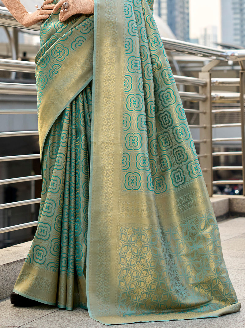 Persian Green Kanjivaram Festive Saree