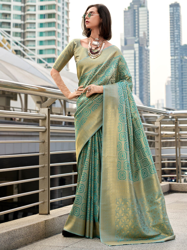 Persian Green Kanjivaram Festive Saree