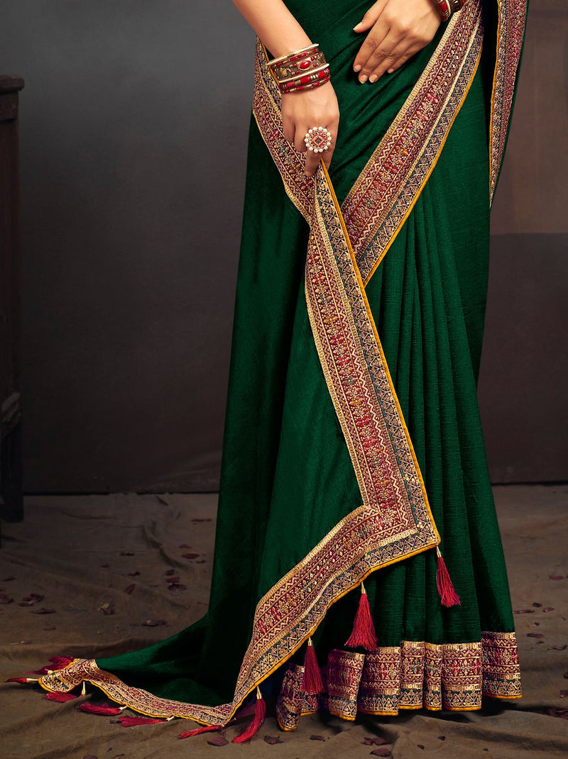 Sacramento Green Fine Wedding Premium Designer Silk Saree