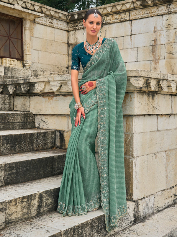 Persian Green Wedding Designer Saree