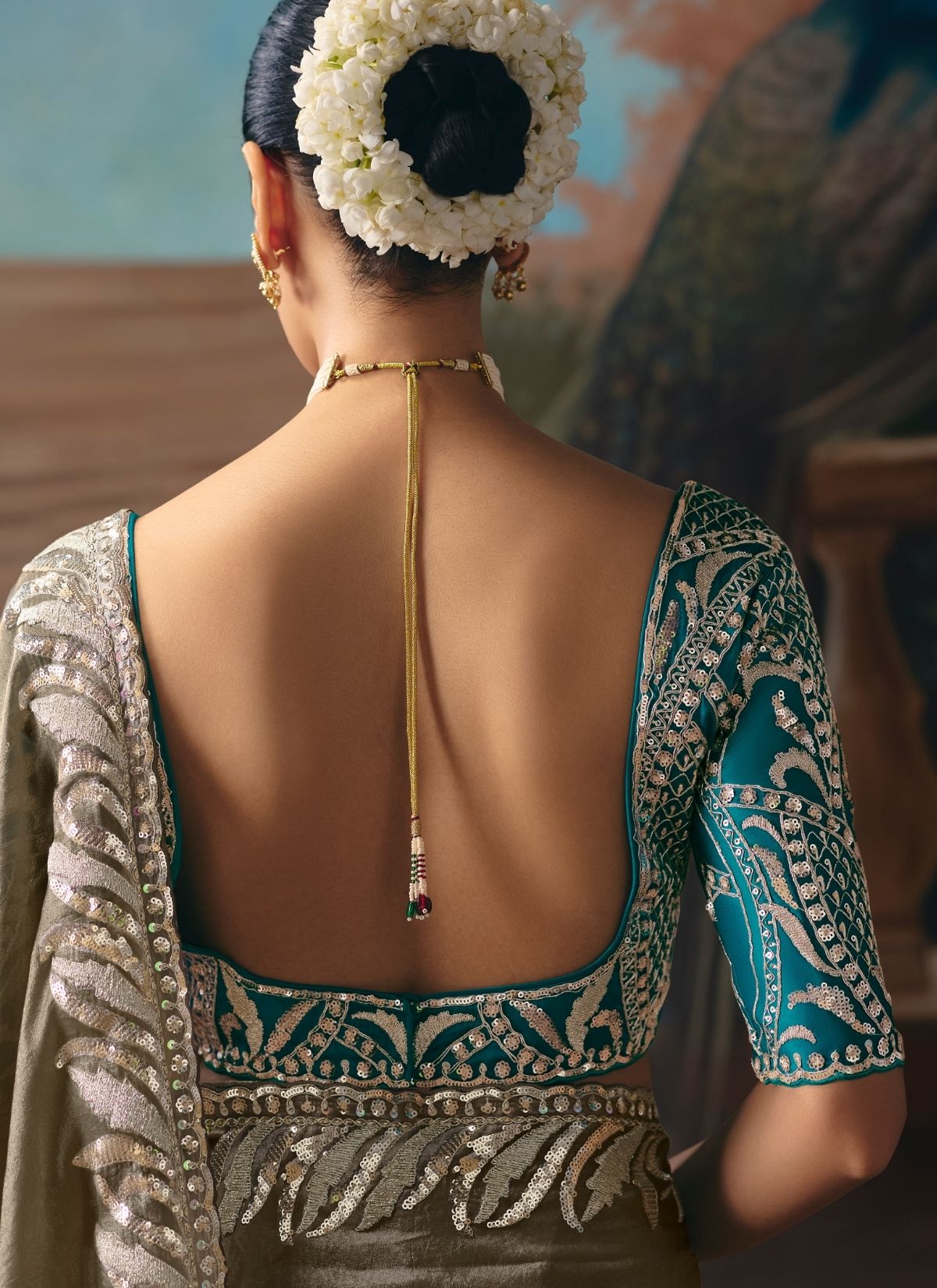 Stone Grey Celebration Fancy Saree With Premium Blouse Piece - TrendOye