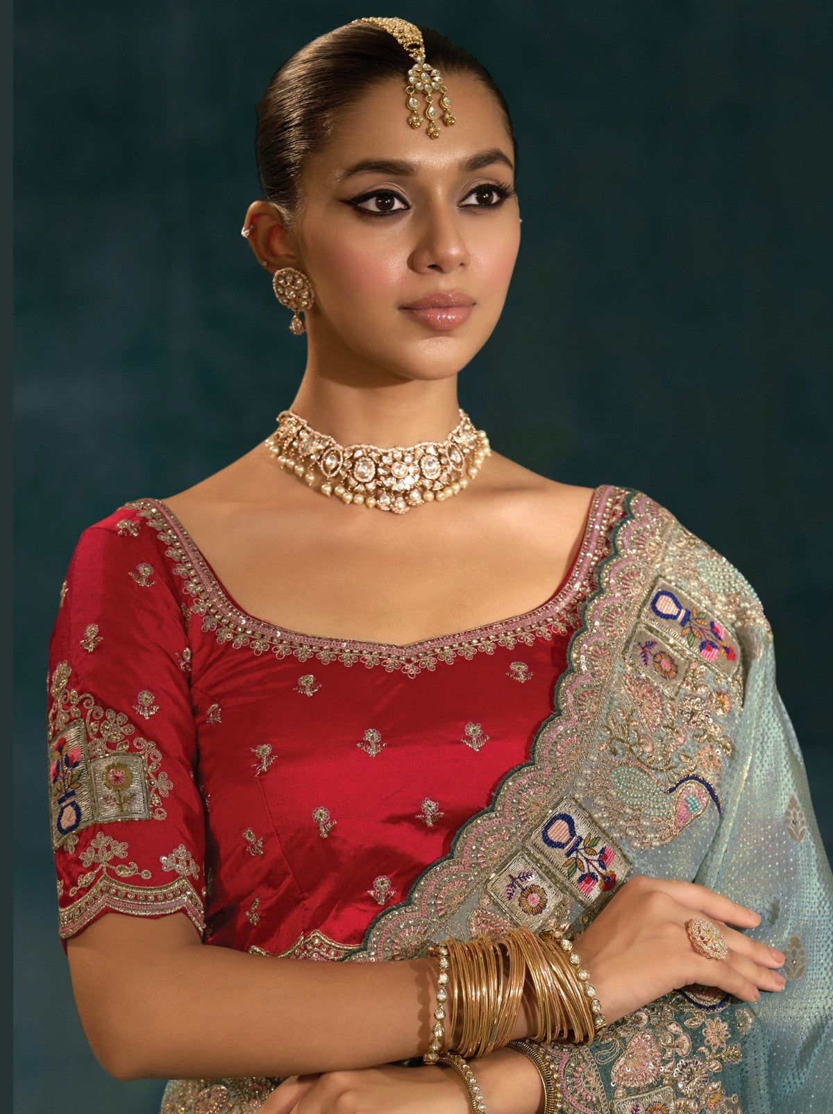 Lava Grey Wedding Luxurious Crepe Silk Saree With Blouse Piece
