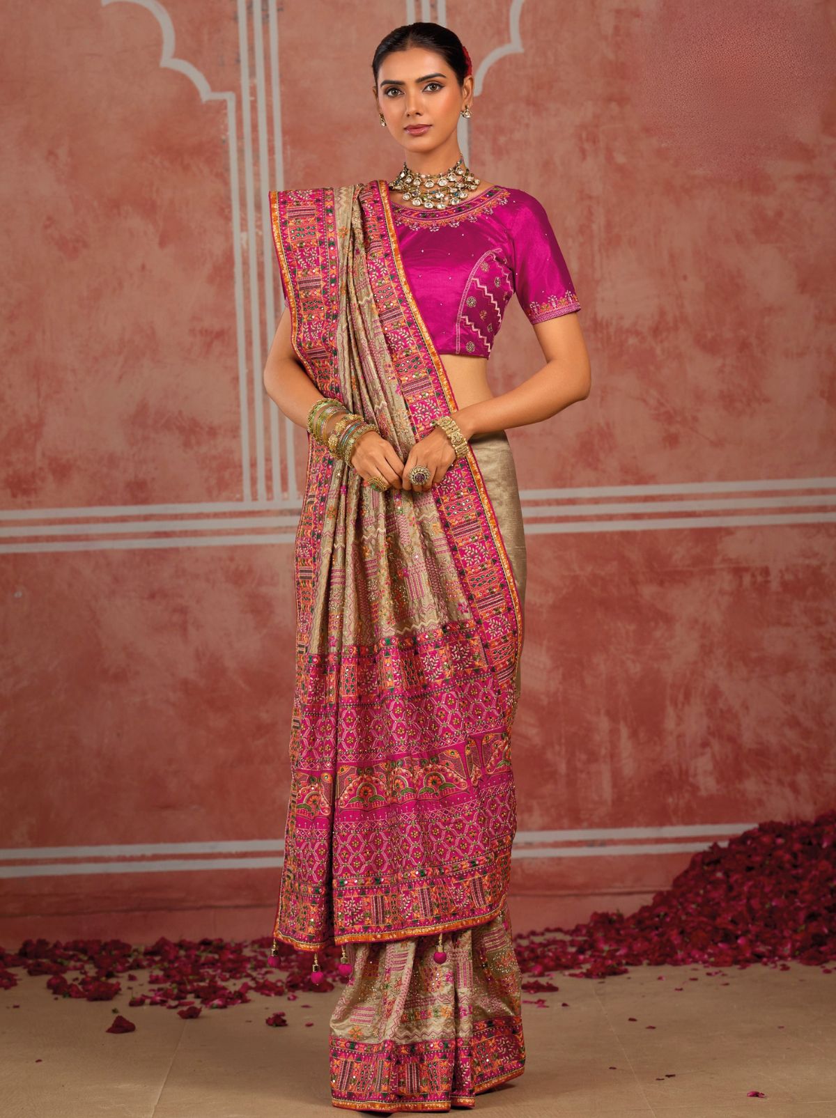 Grey Luxurious Premium Silk Saree With Intricate Embroidery