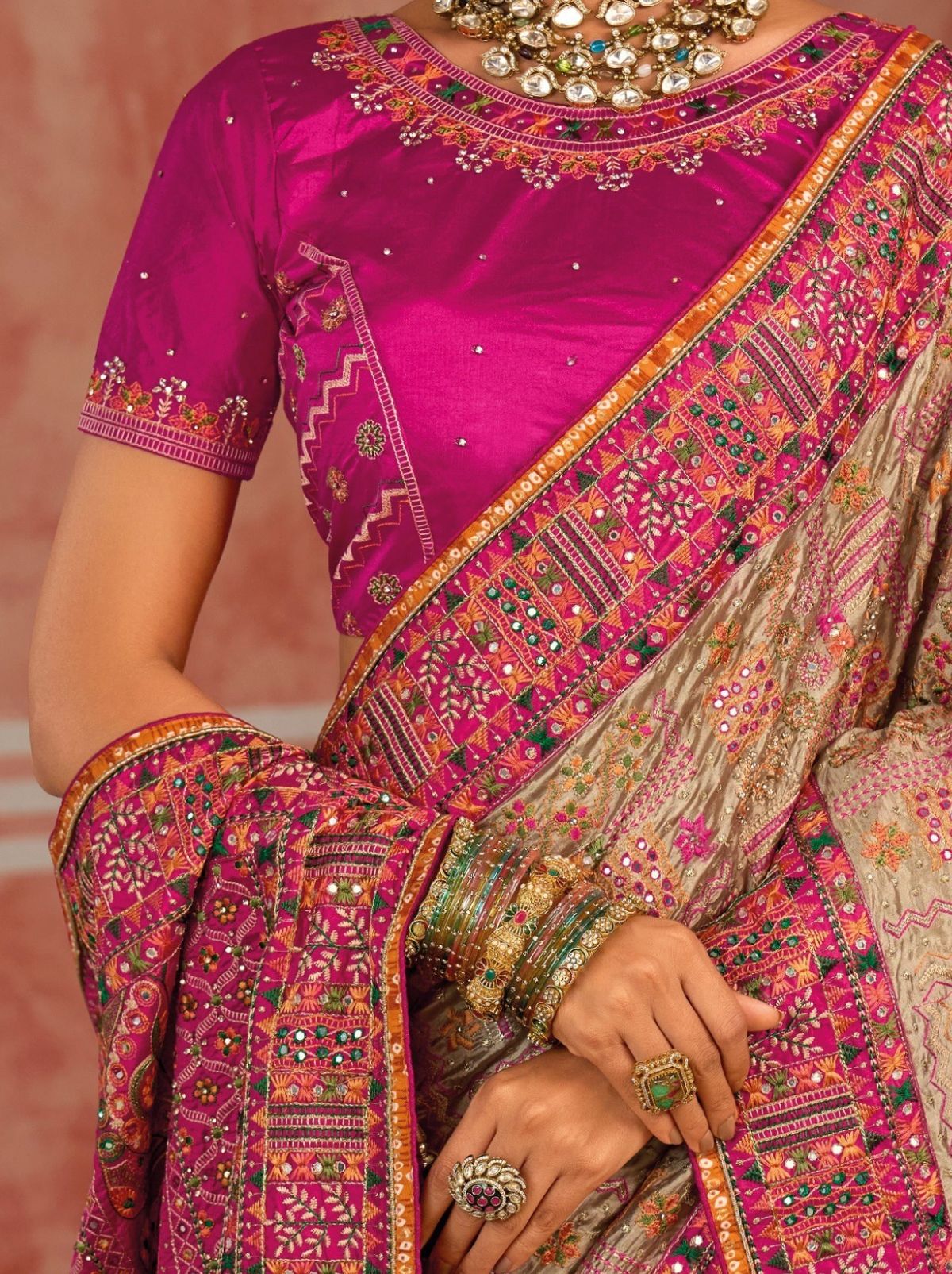 Grey Luxurious Premium Silk Saree With Intricate Embroidery