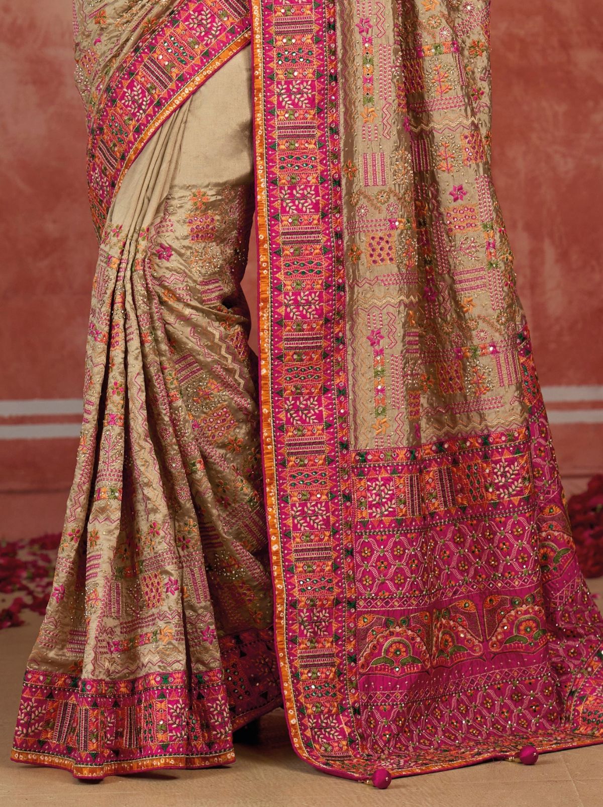 Grey Luxurious Premium Silk Saree With Intricate Embroidery