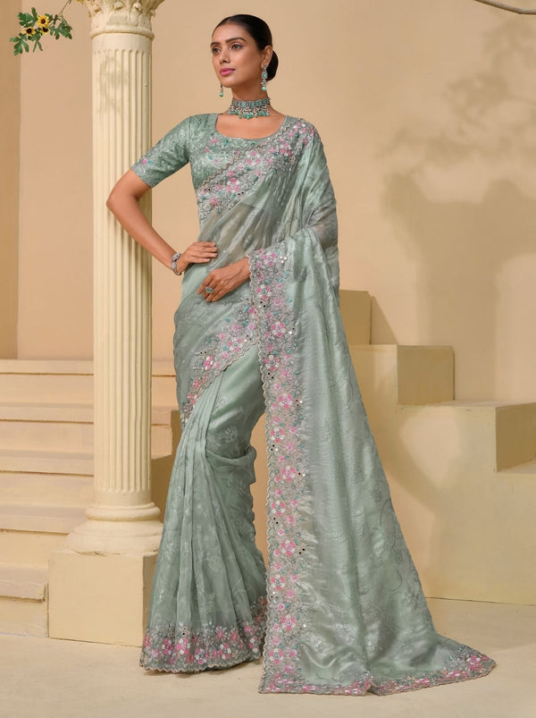 Pewter Grey Premium Wedding Designer Saree