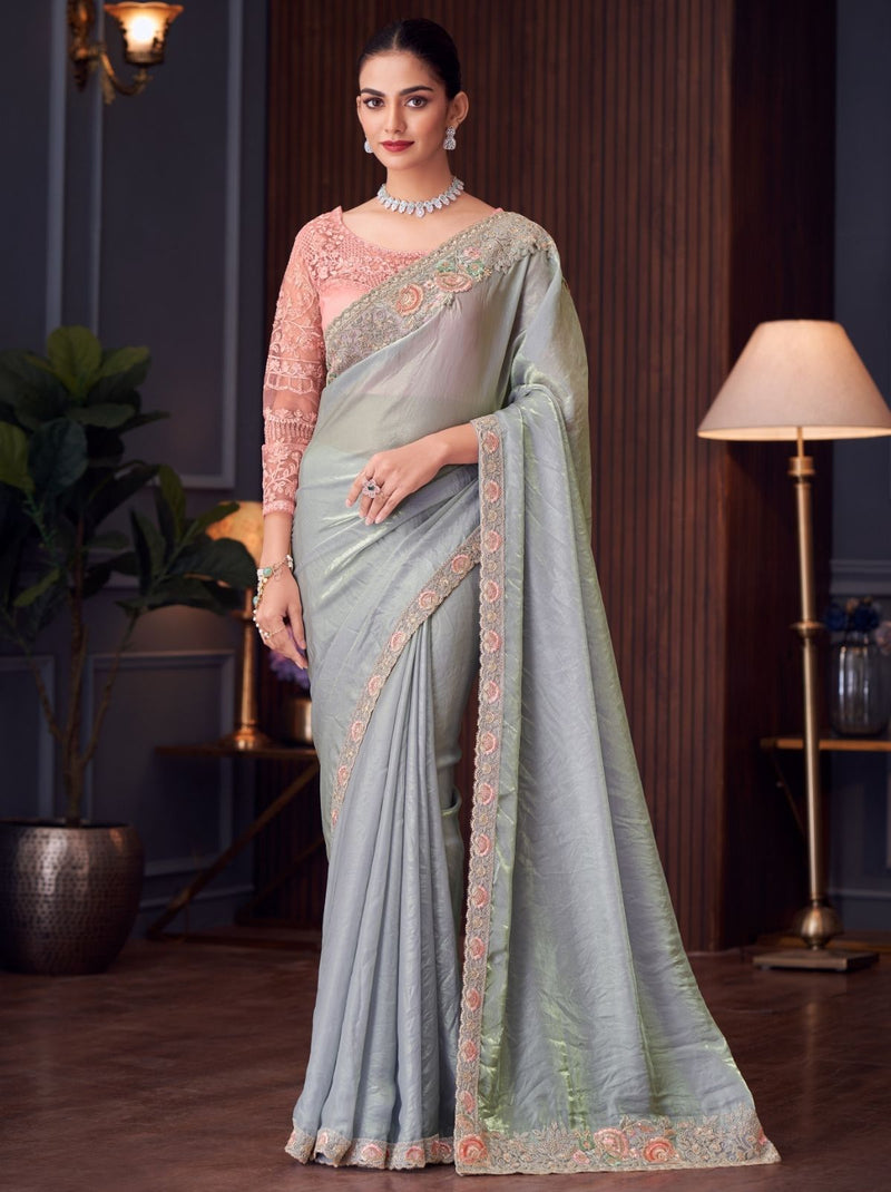 Slate Grey Party Designer Saree