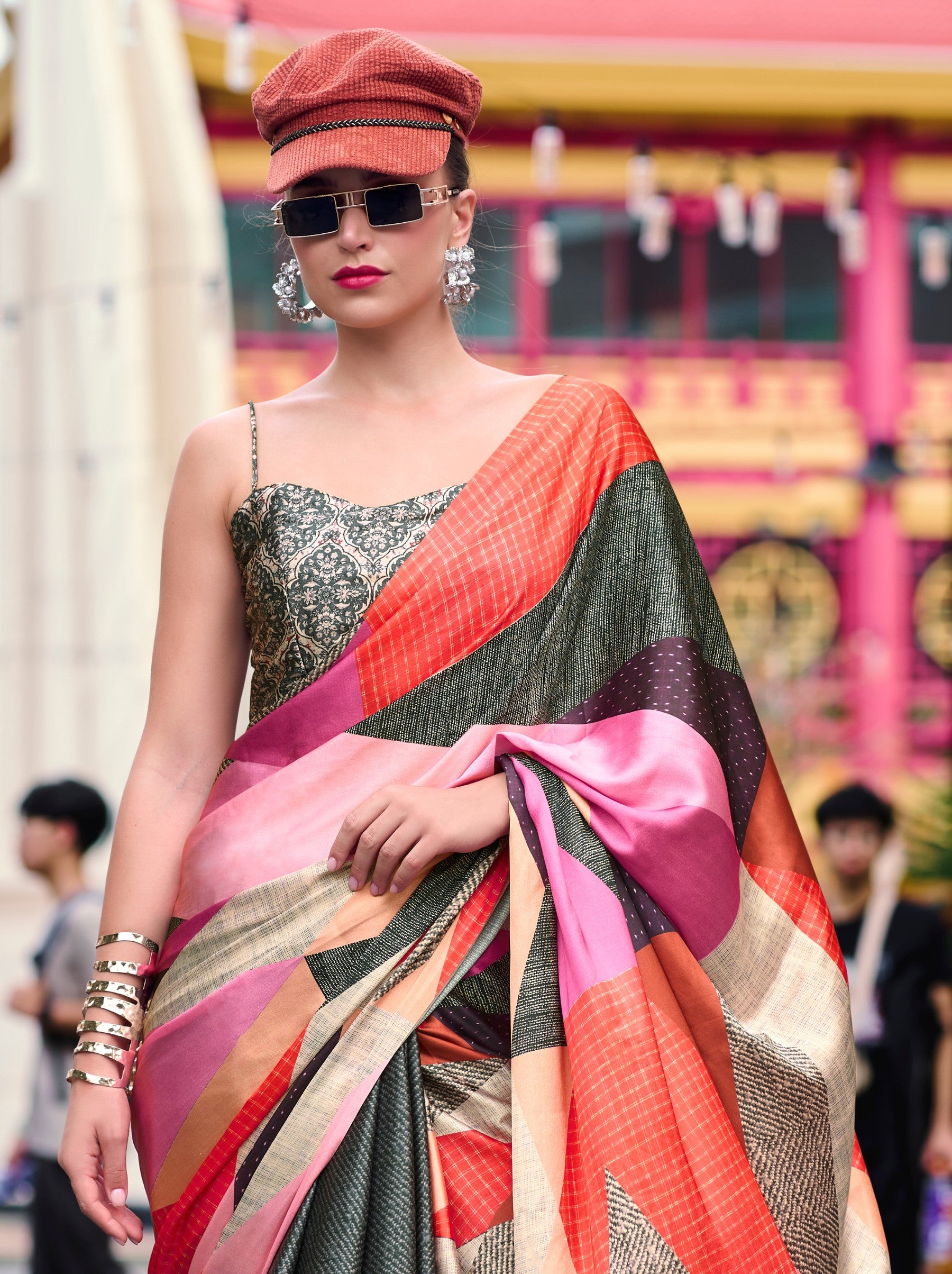 Shadow Grey Party Saree - TrendOye