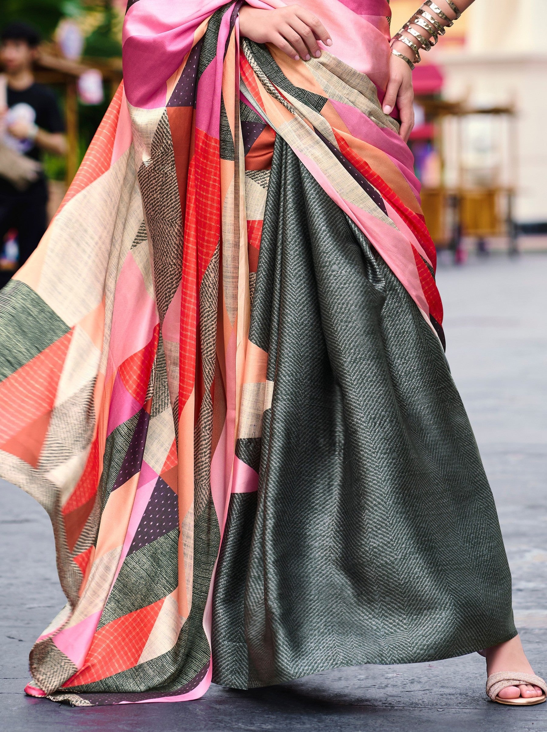 Shadow Grey Party Saree - TrendOye