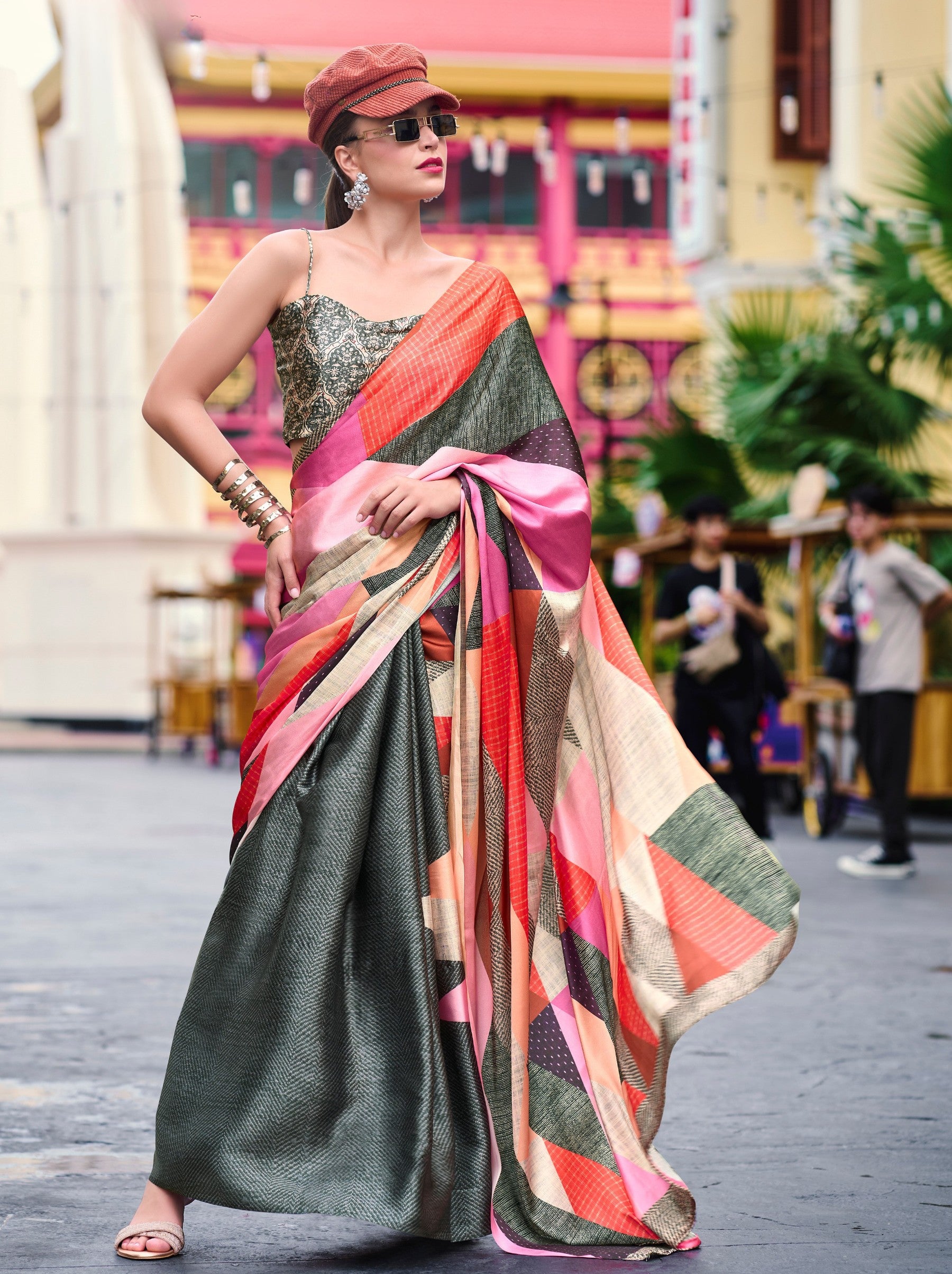 Shadow Grey Party Saree - TrendOye