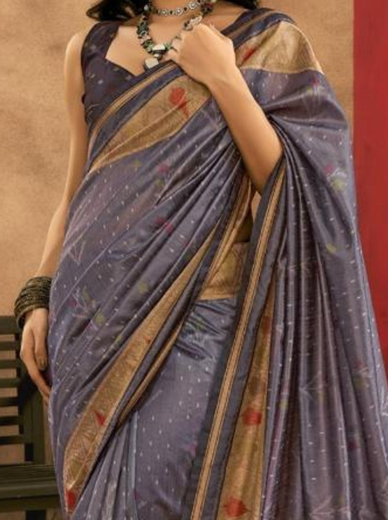 Fossil Grey Celebration Saree