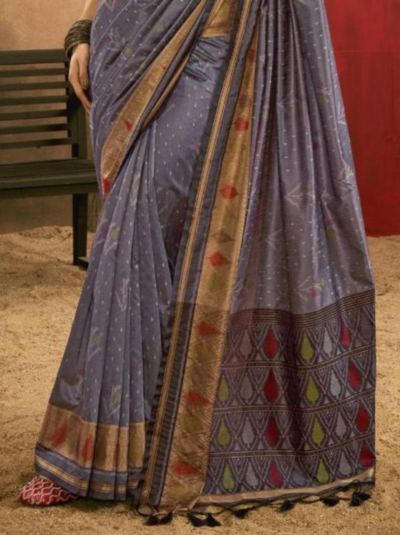 Fossil Grey Celebration Saree