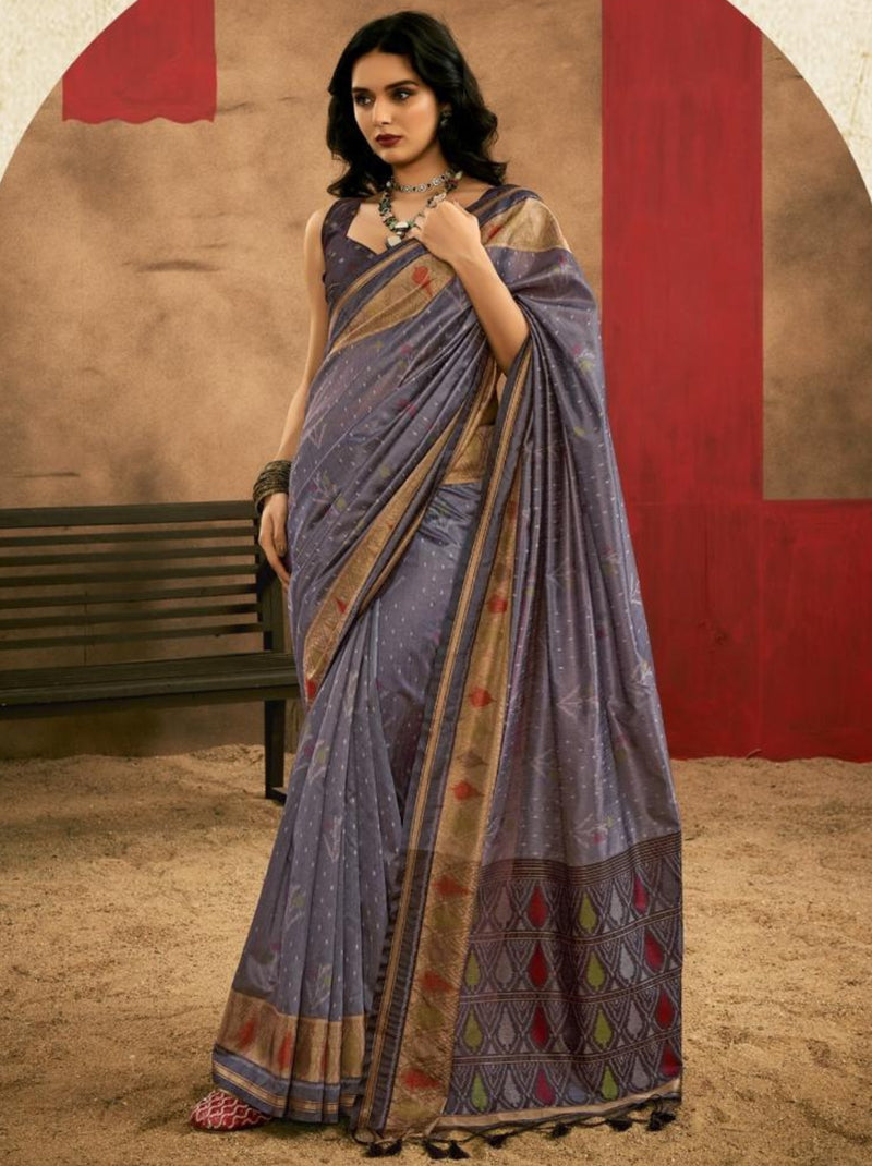 Fossil Grey Celebration Saree