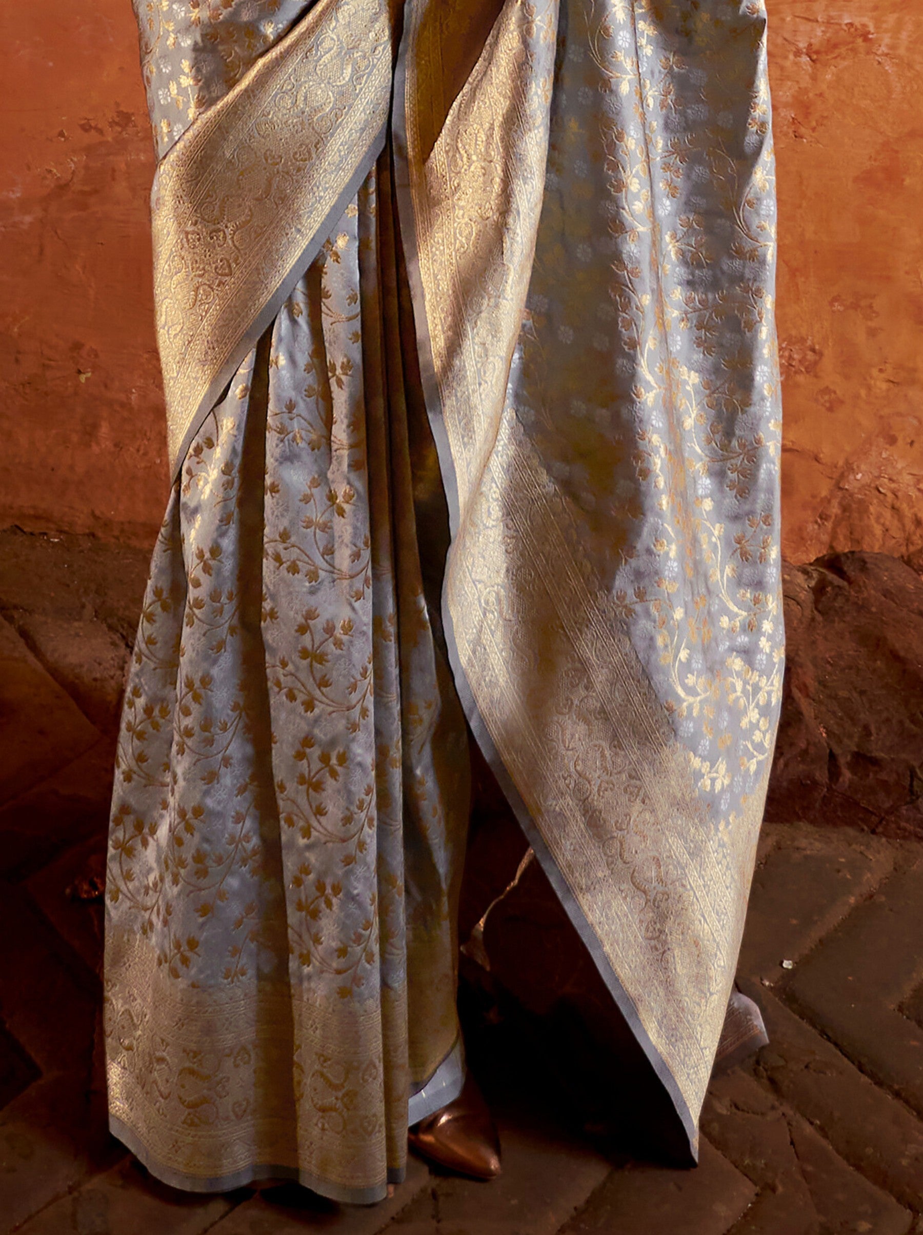 Coin Grey Party Wedding Saree - TrendOye