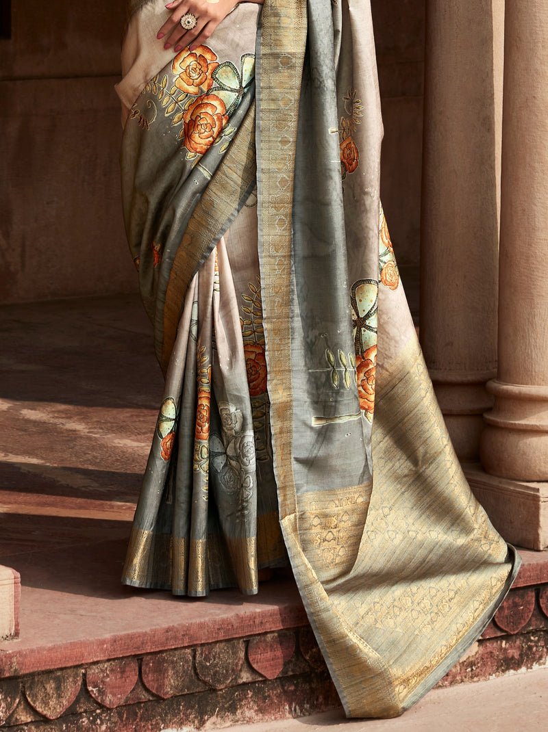 Pearl Gray Celebration Saree