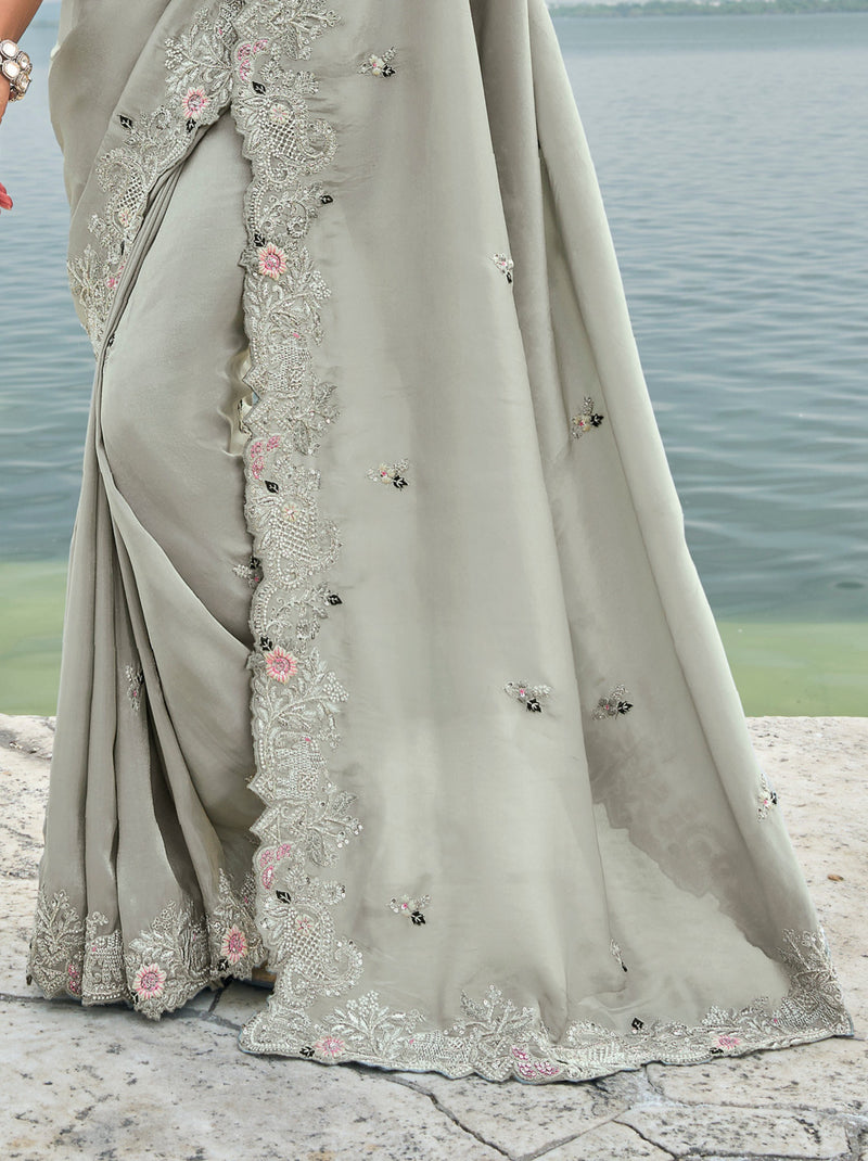 Rhino Grey Wedding Designer Saree